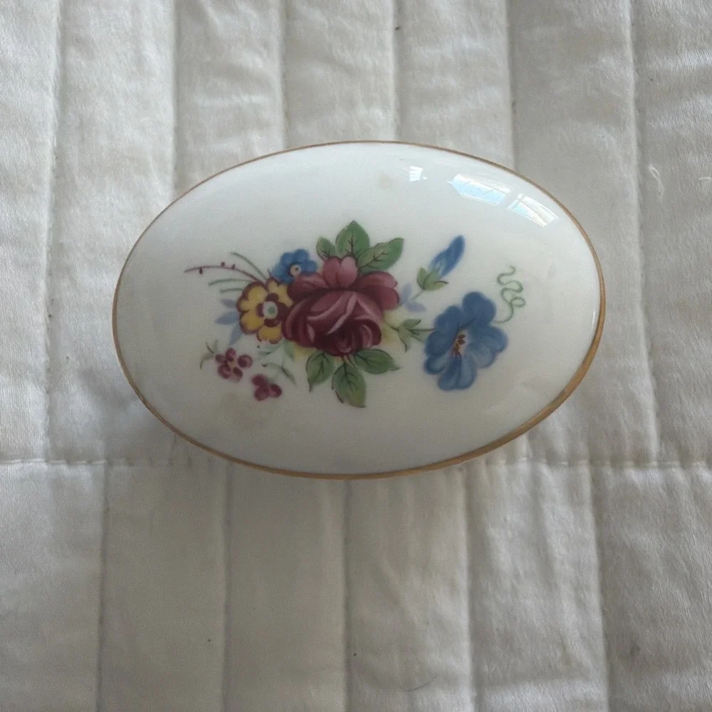 Royal Grafton Fine Bone China Oval Trinket Dish Floral Gold Trim England